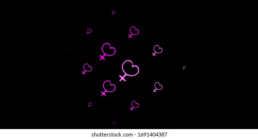 Dark Purple, Pink vector template with businesswoman signs. Illustration with signs of women's strength and power. Simple design for your web site.