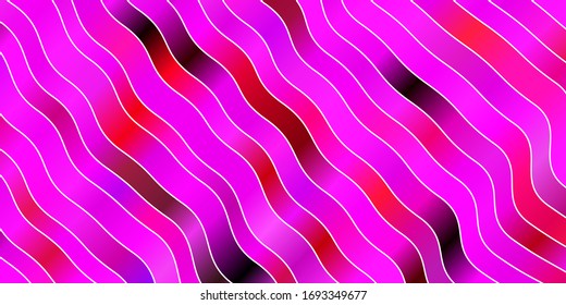 Dark Purple, Pink vector template with curves. Abstract illustration with gradient bows. Pattern for websites, landing pages.