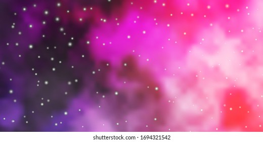 Dark Purple, Pink vector template with neon stars. Shining colorful illustration with small and big stars. Pattern for wrapping gifts.