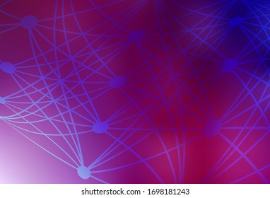 Dark Purple, Pink vector template with artificial intelligence structure. Abstract illustration with links and dots of AI. Template for ads of intellect, innovations.
