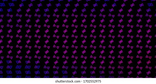 Dark Purple, Pink vector template with esoteric signs. Colorful mystic symbols with a gradient in ancient style. Background for esoteric, mystic designs.