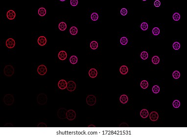 Dark Purple, Pink vector template with esoteric signs. Retro design in abstract style with witchcraft forms. Simple design for occult depiction.