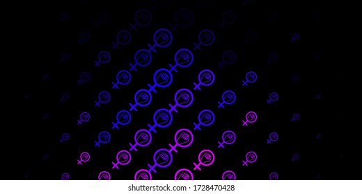 Dark Purple, Pink vector template with businesswoman signs. Colorful feminism symbols with a gradient in modern style. Elegant design for wallpapers.