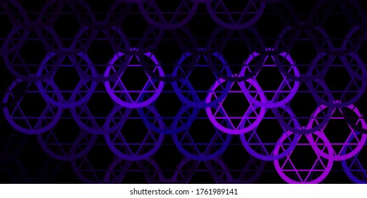 Dark Purple, Pink vector template with esoteric signs. Colorful mystic symbols with a gradient in ancient style. Best design halloween events.
