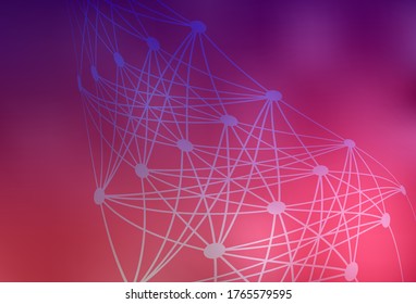 Mapa de vector rosa morado oscuro con estructura de inteligencia artificial. Diseño colorido de estilo sencillo con enlaces de IA. Diseño inteligente para la promoción de datos de ofertas.