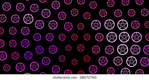 Dark Purple, Pink vector template with esoteric signs. Abstract illustration with gothic gradient shapes. Best design halloween events.
