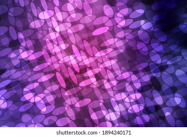 Dunkelviolett, rosafarbene Vektorvorlage mit Kreisen. Glitzere abstrakte Illustration mit unscharfem Regen. Muster für Texturen von Bildschirmhintergründen.