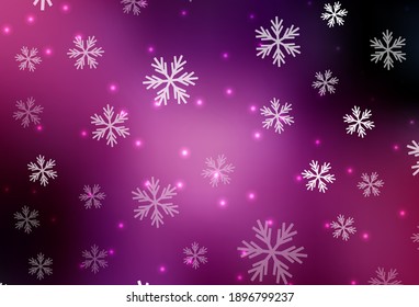 Dark Purple, Pink vector template with ice snowflakes, stars. Glitter abstract illustration with gradient crystal ice forms. Pattern for New Year websites.