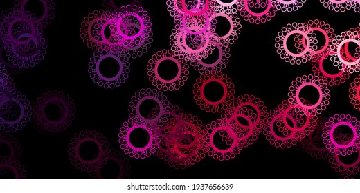 Dark purple, pink vector template with flu signs. Smart illustration with covid signs in decorative style. Wallpaper for health protection.