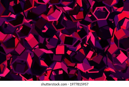 Dark Purple, Pink vector template in hexagonal style. Blur background with colorful hexagons. Pattern for landing pages.
