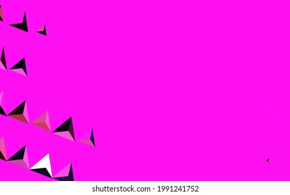 Morado oscuro, plantilla de vector rosa con cristales, triángulos. Triángulos sobre fondo abstracto con gradiente colorido. Patrón de folletos y folletos