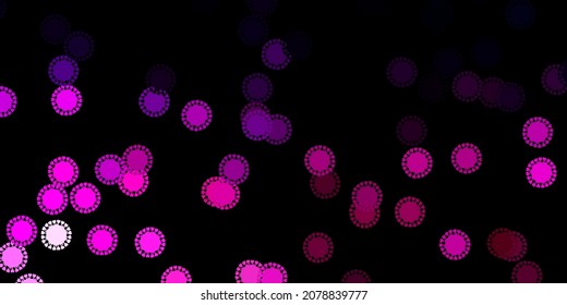 Dark purple, pink vector template with flu signs. Simple design in abstract style with infection forms. Wallpaper for health protection.