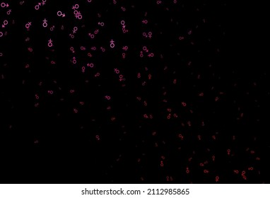 Mapa vectorial rosa morado oscuro con símbolos masculinos y femeninos. Ilustración abstracta con símbolos de género de gradiente colorido. Diseño sencillo para comerciales de TV.