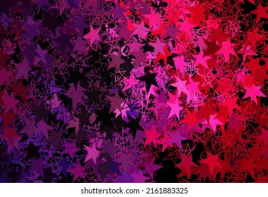 Dark Purple, Pink vector template with ice snowflakes, stars. Gradient colorful illustration with snow in christmas style. New Year design for business advert.