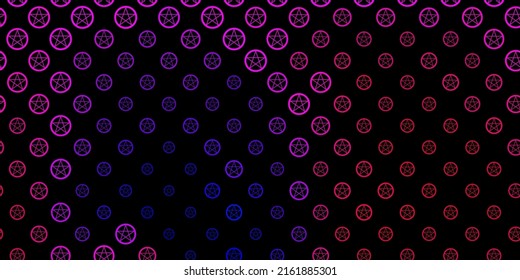 Dark Purple, Pink vector template with esoteric signs. Colorful mystic symbols with a gradient in ancient style. Best design halloween events.
