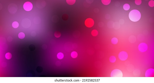 Dark purple, pink vector template with circles. Abstract decorative design in gradient style with bubbles. Pattern for wallpapers, curtains.