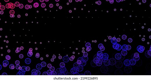 Dark Purple, Pink vector template with esoteric signs. Colorful vintage illustration with gradient alchemy shapes. Design for magic, spiritual events.