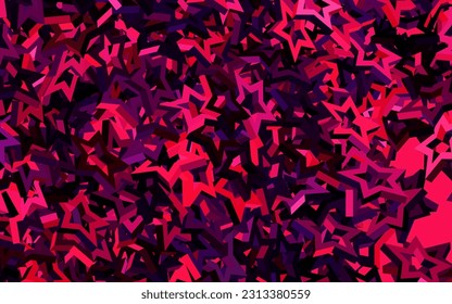 Morado oscuro, plantilla de vector rosado con estrellas del cielo. Decoración borrosa de estilo sencillo con estrellas. Mejor diseño para tu anuncio, afiche, banner.