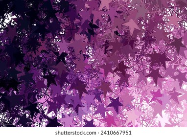 Dark Purple, Pink vector template with sky stars. Blurred decorative design in simple style with stars. Smart design for your business advert.