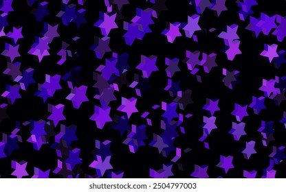 Púrpura oscuro, Plantilla de Vector rosa con estrellas celestes. Estrellas sobre fondo abstracto borroso con gradiente. El mejor diseño para su anuncio, cartel, Anuncio.