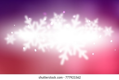 Dark Purple, Pink vector template with ice snowflakes. Shining colored illustration with snow in christmas style. New year design for your ad, poster, banner.