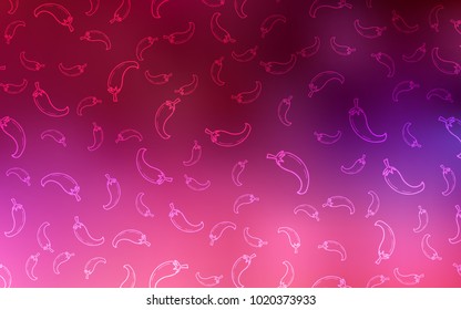 Dark Purple, Pink vector texture with hot pepers. Beautiful colored illustration with pepers in doodle style. Pattern for ads of breakfast, lunch, dinner.