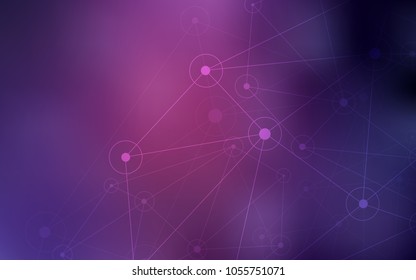Dark Purple, Pink vector texture with disks, lines. Colorful illustration with circles and lines in futuristic style. Pattern can be used as texture of wallpapers.