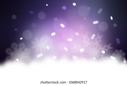 Dark Purple, Pink vector texture with colored snowflakes. Blurred decorative design in xmas style with snow. New year design for your business advert.