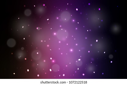 Dark Purple, Pink vector texture with colored snowflakes. Snow on blurred abstract background with gradient. The pattern can be used for year new  websites.
