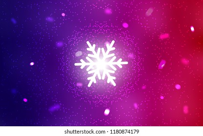 Dark Purple, Pink vector texture with colored snowflakes. Blurred decorative design in xmas style with snow. The pattern can be used for new year leaflets.