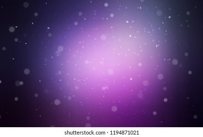 Dark Purple, Pink vector texture with colored snowflakes. Snow on blurred abstract background with gradient. The template can be used as a new year background.