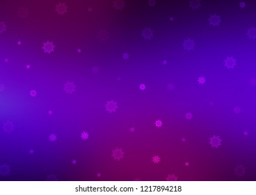 Dark Purple, Pink vector texture with colored snowflakes. Blurred decorative design in xmas style with snow. The template can be used as a new year background.