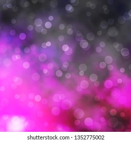 Dark Purple, Pink vector texture with circles. Glitter abstract illustration with colorful drops. New template for your brand book.