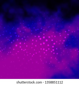 Dark Purple, Pink vector texture with beautiful stars. Colorful illustration in abstract style with gradient stars. Pattern for wrapping gifts.