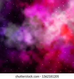 Dark Purple, Pink vector texture with beautiful stars. Shining colorful illustration with small and big stars. Pattern for new year ad, booklets.