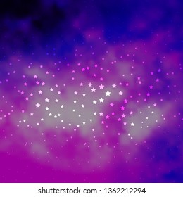 Dark Purple, Pink vector texture with beautiful stars. Colorful illustration in abstract style with gradient stars. Theme for cell phones.