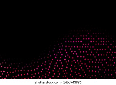 Dark Purple, Pink vector texture with playing cards. Glitter abstract sketch with isolated symbols of playing cards. Smart design for your business advert of casinos.