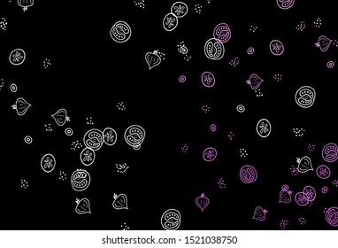 Dark Purple, Pink vector texture with delicious snacks. Glitter abstract sketch with gourmet food. Template for meal cooking in kitchen.