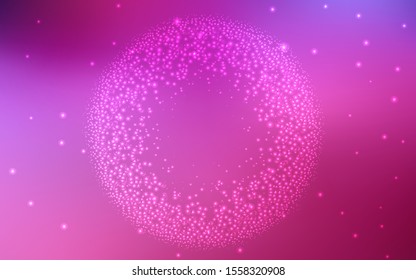 Dark Purple, Pink vector texture with milky way stars. Blurred decorative design in simple style with galaxy stars. Smart design for your business advert.