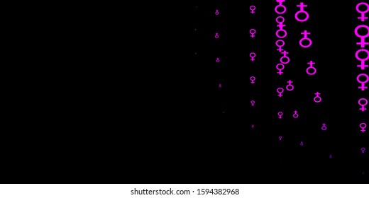 Dark Purple, Pink vector texture with women's rights symbols. Illustration with signs of women's strength and power. Best design to show the power of women.