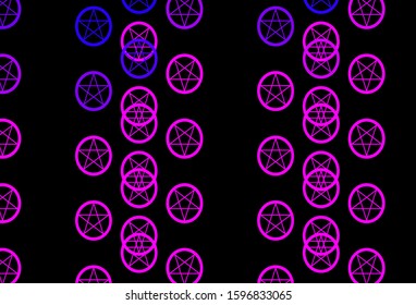 Dark Purple, Pink vector texture with religion symbols. Retro design in abstract style with witchcraft forms. Best design halloween events.