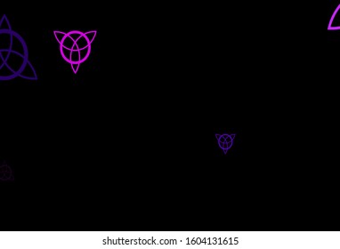 Dark Purple, Pink vector texture with religion symbols. Retro design in abstract style with witchcraft forms. Simple base for your occult design.