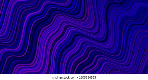 Dark Purple, Pink vector texture with curved lines. Creative illustration in halftone style with gradient. Colorful wave pattern for your design.
