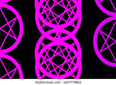 Dark Purple, Pink vector texture with religion symbols. Illustration with magical signs of spiritual power. Design for magic, spiritual events.