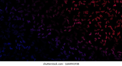 Dark Purple, Pink vector texture with religion symbols. Illustration with magical signs of spiritual power. Background for esoteric, mystic designs.