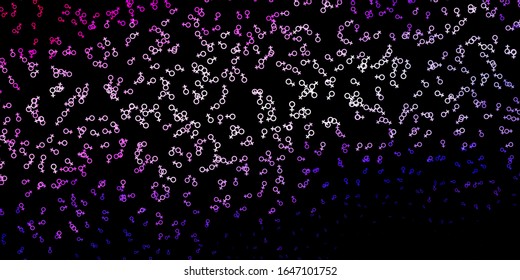 Dark Purple, Pink vector texture with religion symbols. Retro design in abstract style with witchcraft forms. Design for magic, spiritual events.