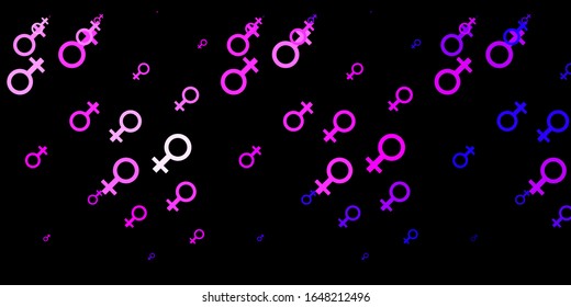 Dark Purple, Pink vector texture with women's rights symbols. Simple design in abstract style with women’s rights activism. Elegant design for wallpapers.