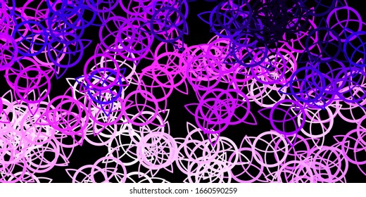 Dark Purple, Pink vector texture with religion symbols. Abstract illustration with gothic gradient shapes. Background for esoteric, mystic designs.
