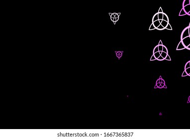 Púrpura Oscura, Textura vector rosada con símbolos religiosos. Ilustración abstracta con formas de degradado gótico. Base simple para su diseño oculto.
