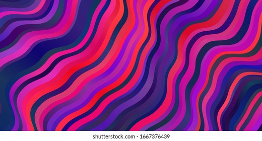 Dark Purple, Pink vector texture with wavy curves. Bright illustration with gradient circular arcs. Pattern for websites, landing pages.